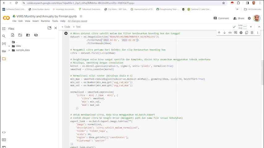 Part 12 - Praktek Akuisisi Data 1 Citra Satelit Malam: Mengunduh citra satelit malam dari Google Colab bagian 2