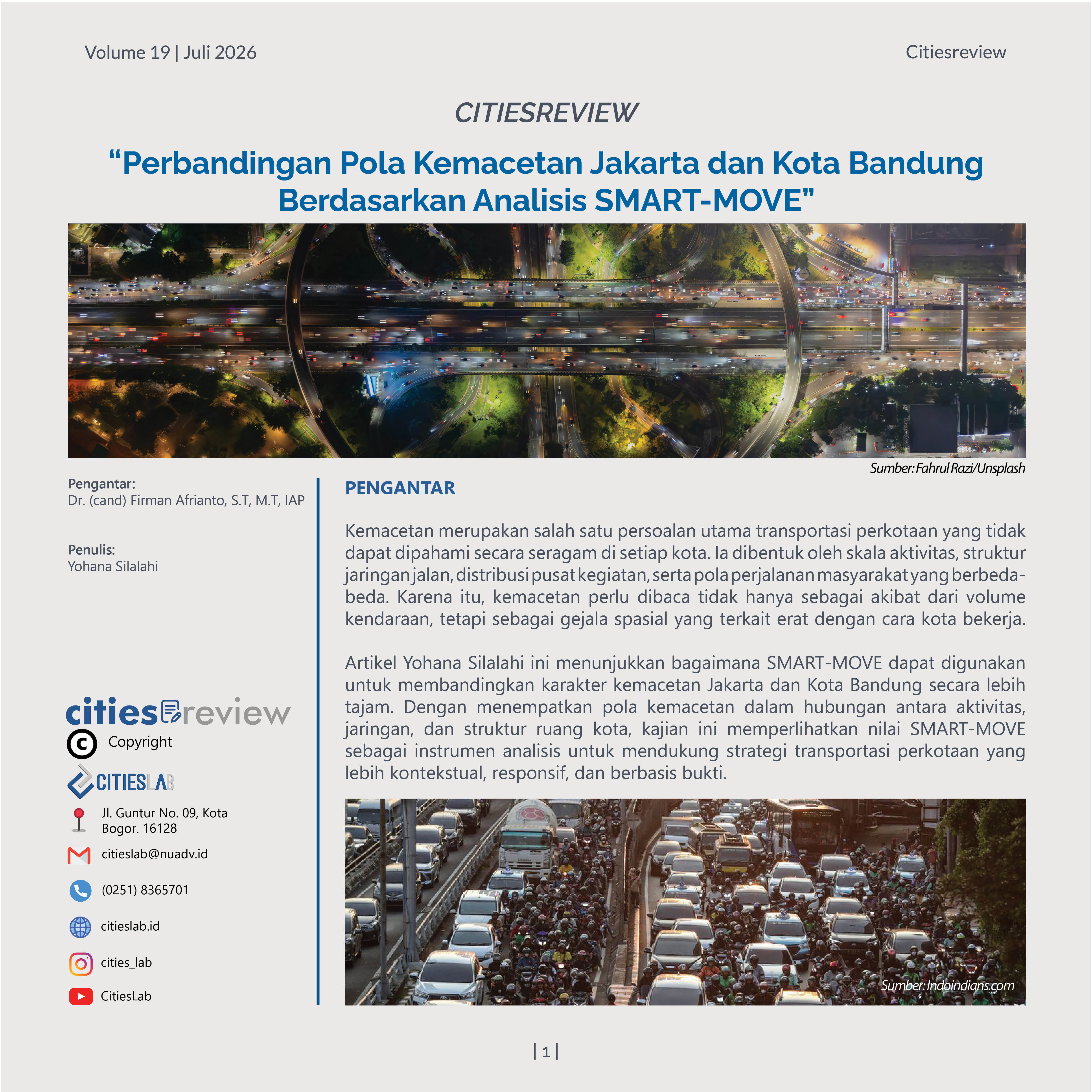 Citiesreview 19: Perbandingan Pola Kemacetan Jakarta dan Kota Bandung Berdasarkan Analisis SMART-MOVE