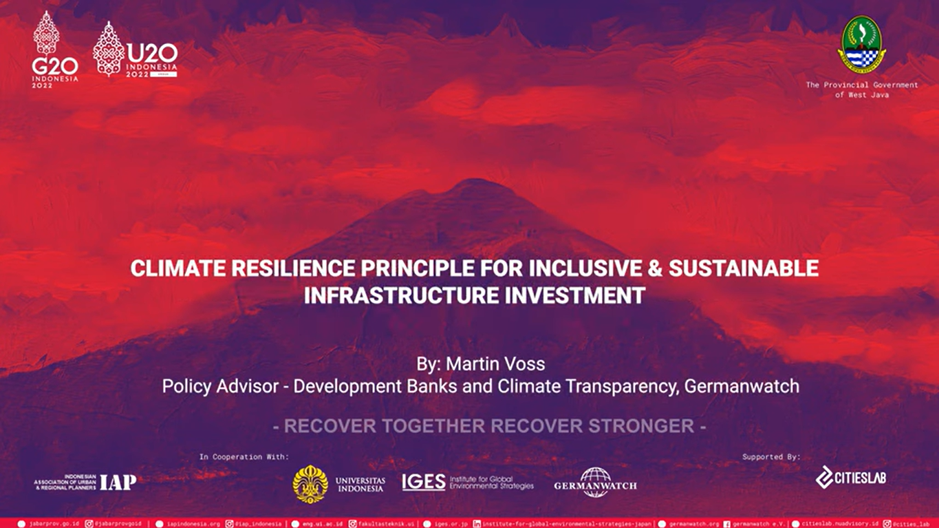 Citiestalk Urban-20: Climate Resilience Principles for Inclusive & Sustainable Infrastructure Investments by Martin Voss
